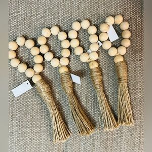4 Wooden Beads w/ Tassel Napkin Rings (over $20 value)